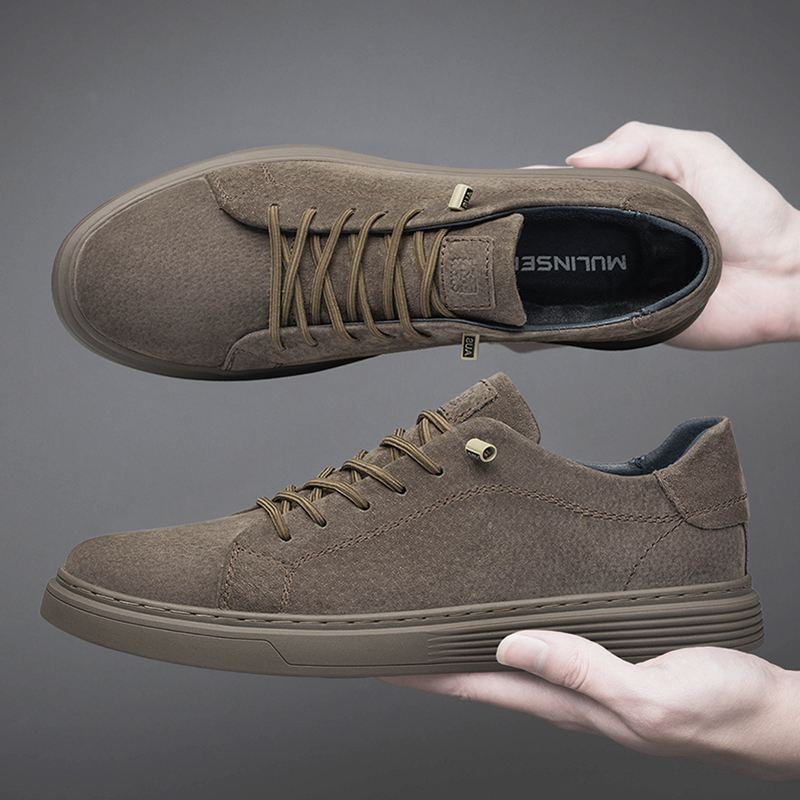 Men'S Shoes Quality Brands - รองเท้ากีฬาลำลองผู้ชายหนังกลับสำหรับทุกฤดูกาล คุณภาพสูง สีน้ำตาล แบบผูกเชือก พื้นนุ่ม เหมาะสำหรับวิ่งจ๊อกกิ้ง