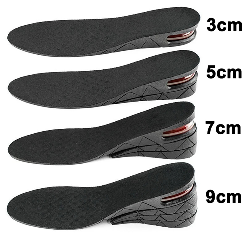 Men Shoes Outlet - แผ่นรองรองเท้าเพิ่มความสูงแบบมีเบาะลม ชุดเสริมส้นรองเท้าสำหรับผู้ชายและผู้หญิง แผ่นรองเพิ่มความสูง 3-9 ซม. ปรับระดับความสูงได้