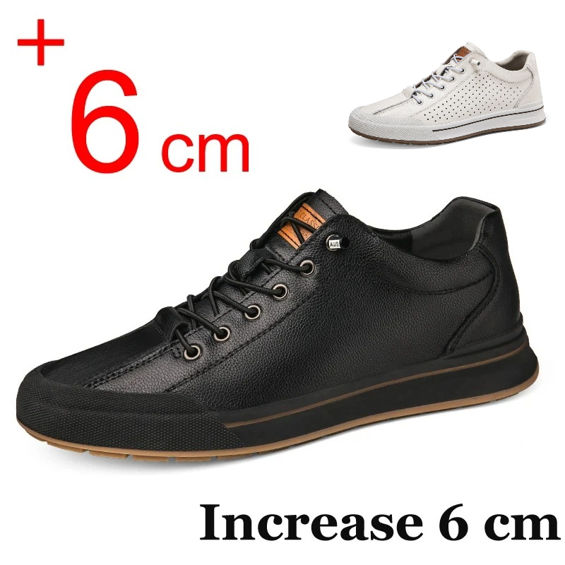Men'S Shoes Quality Brands - 2026 รองเท้าหนังแท้สำหรับผู้ชาย 6 ซม. รองเท้ากีฬาเพิ่มความสูง รองเท้าส้นเตี้ยคุณภาพสูงชายแบรนด์รองเท้าทำงานสำนักงาน