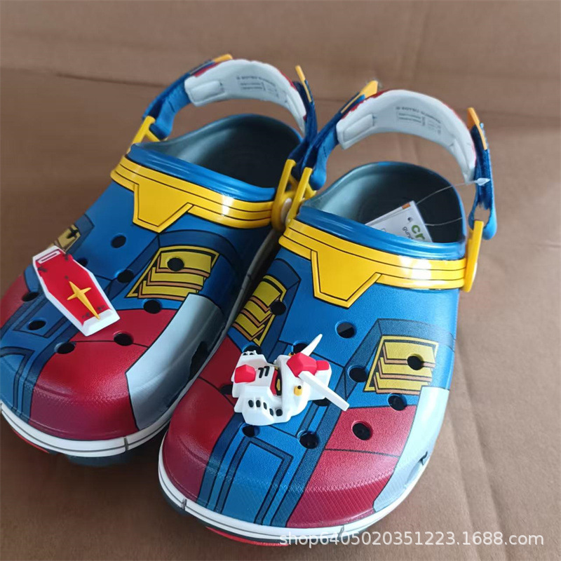 Men'S Shoes For Suits - รองเท้าแตะลายกันดั้ม พร้อมจี้ตกแต่งลายอนิเมะ สายรัดปรับได้ รองเท้า EVA แบบมีรู
