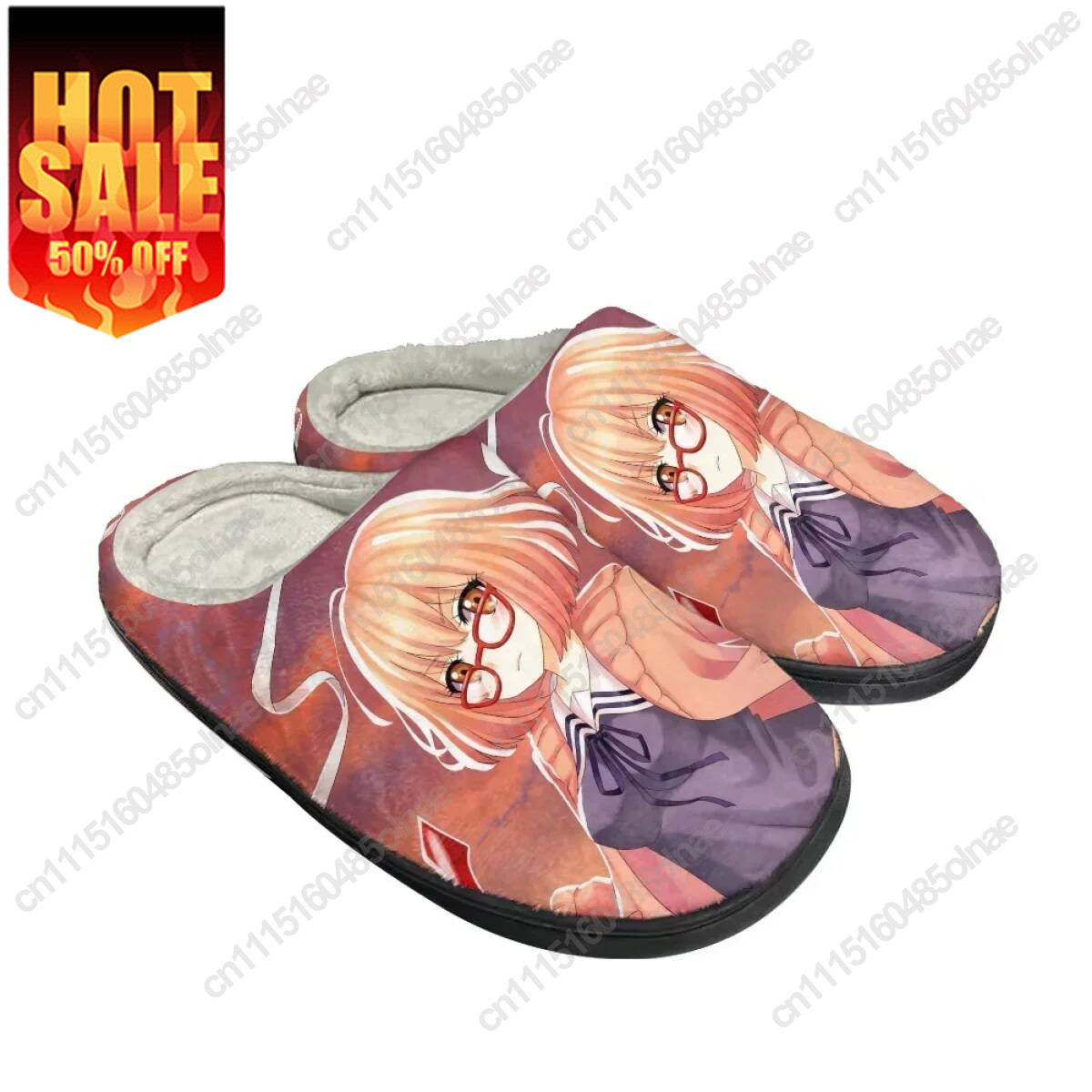 Men Shoes Designer - รองเท้าแตะผ้าฝ้ายกันหนาวสำหรับผู้หญิงลายพิมพ์ตามสั่ง ดีไซน์ Kyoukai No Kanata รองเท้าลำลองสำหรับฤดูหนาว