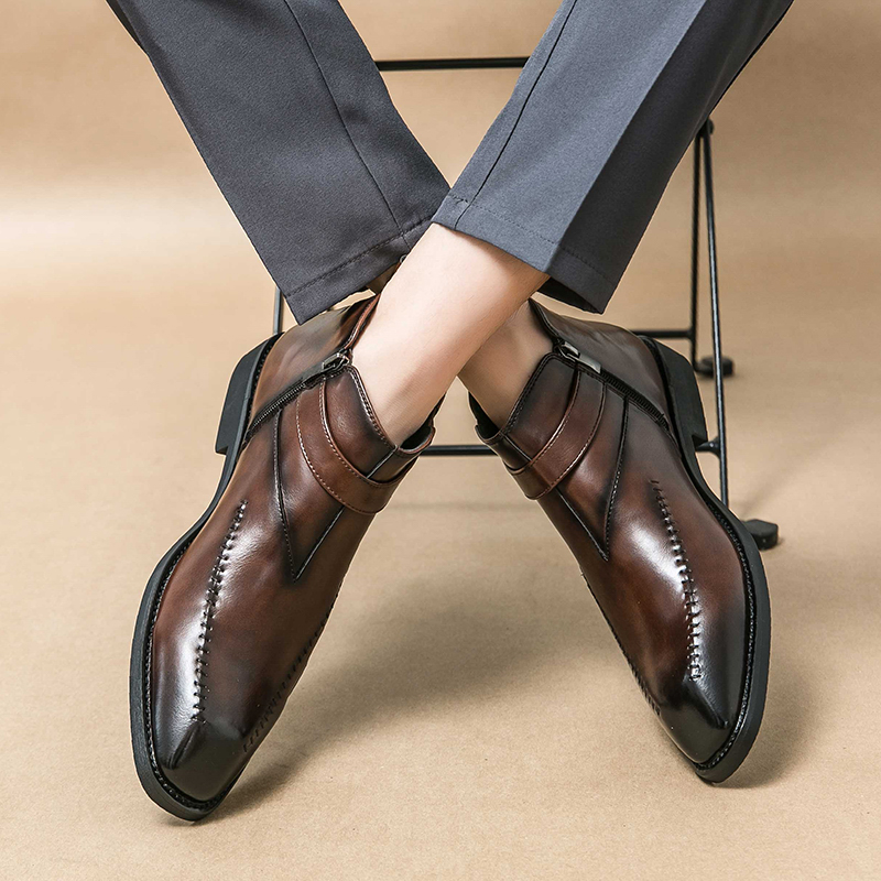Men'S Shoes Quality Brands - รองเท้าบูทเชลซีแฟชั่น นุ่มสบาย แบรนด์ดัง หุ้มข้อสูง เหมาะสำหรับธุรกิจและการเดินทาง รองเท้าหนังคุณภาพสูงสำหรับผู้ชาย