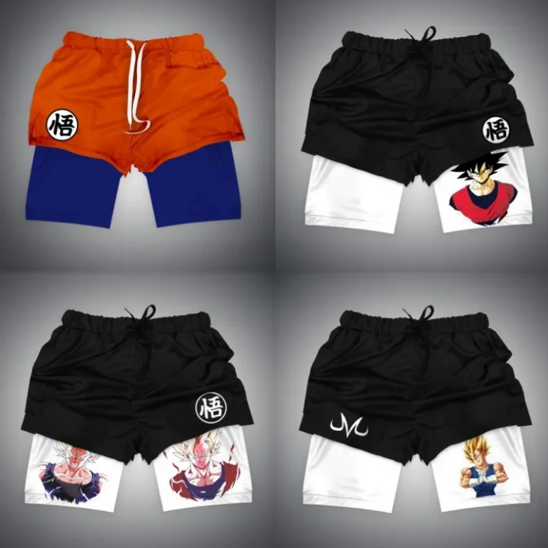 Men Shoes Japan - กางเกงขาสั้นลายการ์ตูนดราก้อนบอล soku vegeta กางเกงขาสั้นสองชั้นพิมพ์ลายกางเกงวิ่งออกกำลังกายระบายอากาศสำหรับผู้ชายใส่สบาย